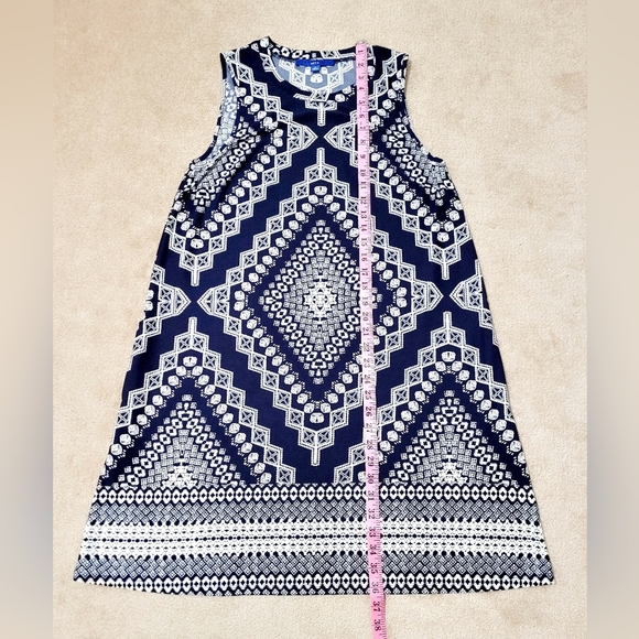Womans Apt 9 Size Small Blue White Boho Spring Summer Shift Dress With Pockets - Picture 7 of 10